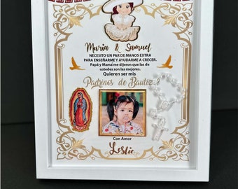 Charra Godparents Proposal Frame, Virgen de Guadalupe Baptism Gift
