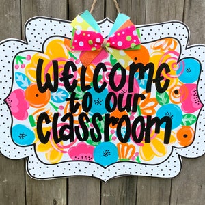 School Teacher Polka Dot Flower Door Hanger Teacher Gift