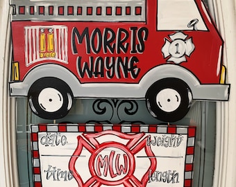 Firefighter Fire Truck Door Hanger Sign