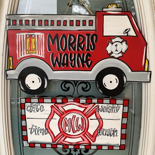 Firefighter Fire Truck Door Hanger Sign