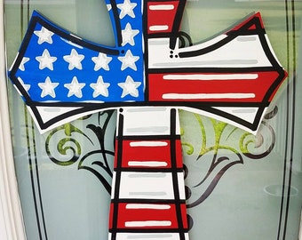 American Flag/ Fourth of July/ Patriotic Flag Door Hanger Home Decor