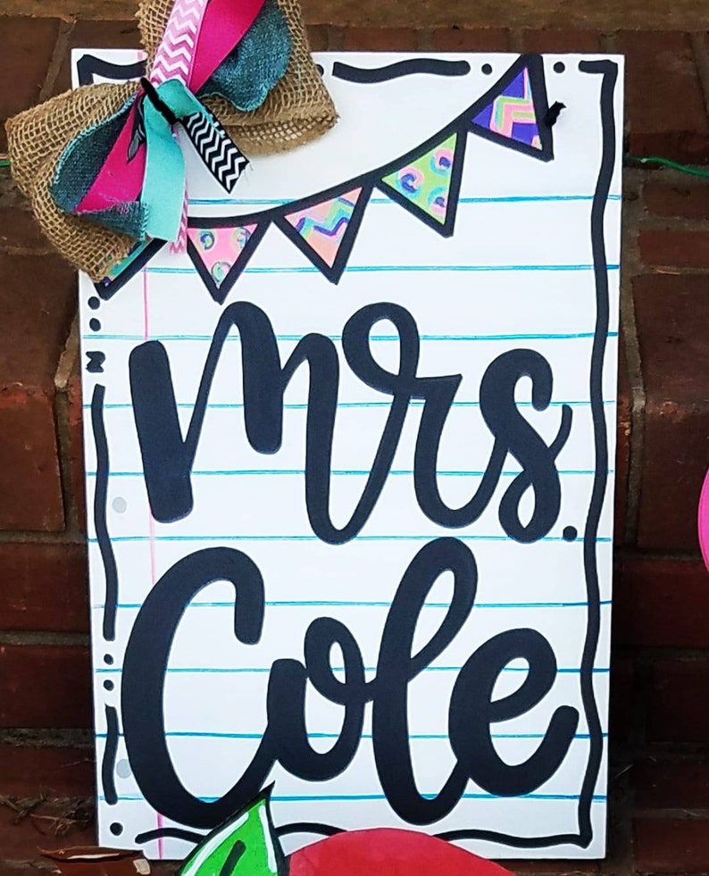 Back to School Notebook Paper Door Hanger Personalized Teacher Etsy