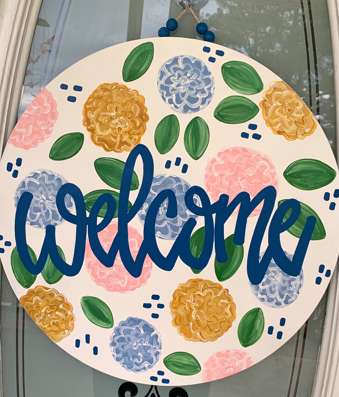 Spring Flower Welcome Door Hanger Sign - Etsy