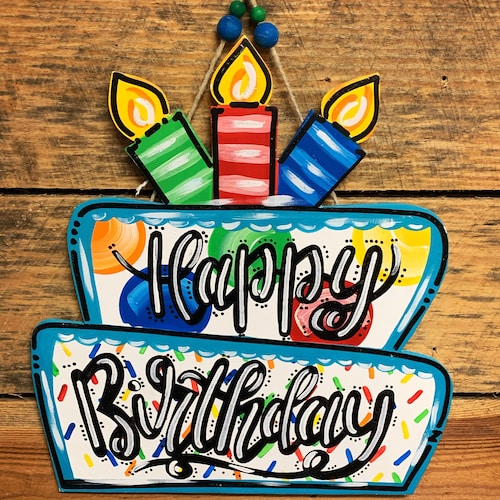 Happy Birthday Door Hanger Birthday Decor Birthday Sign Etsy
