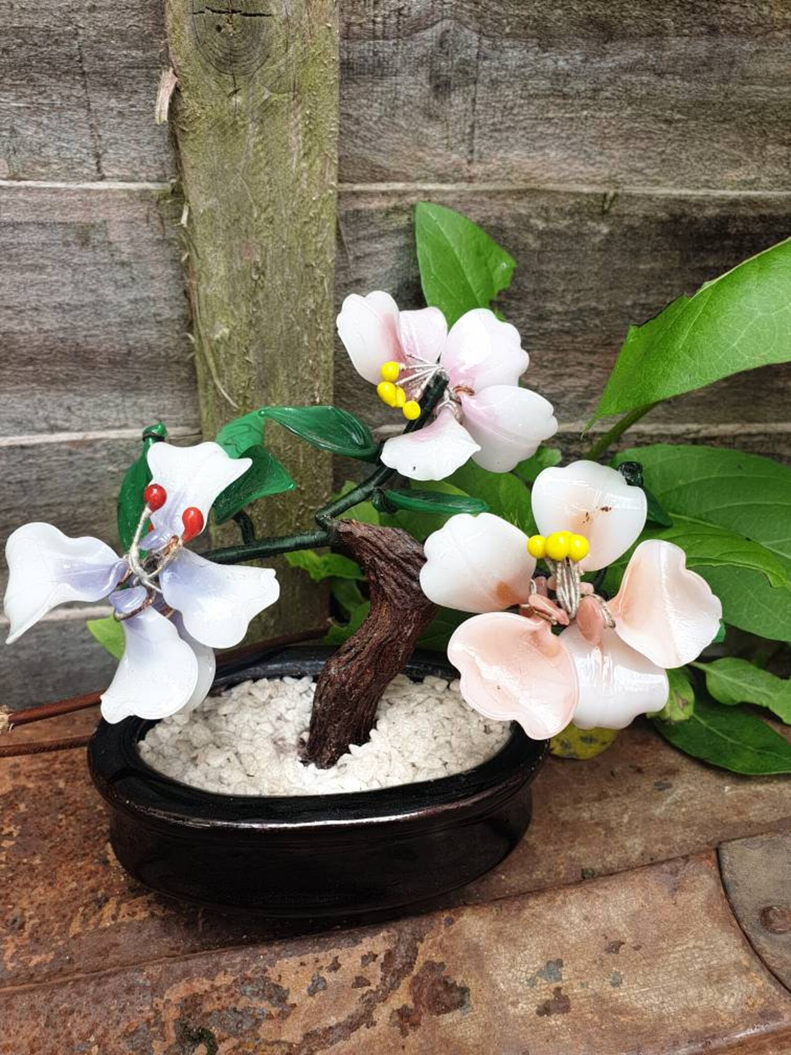 Vintage glass ornamental bonsai tree Etsy