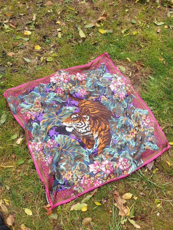 Vintage silk large square headscarf kenzo