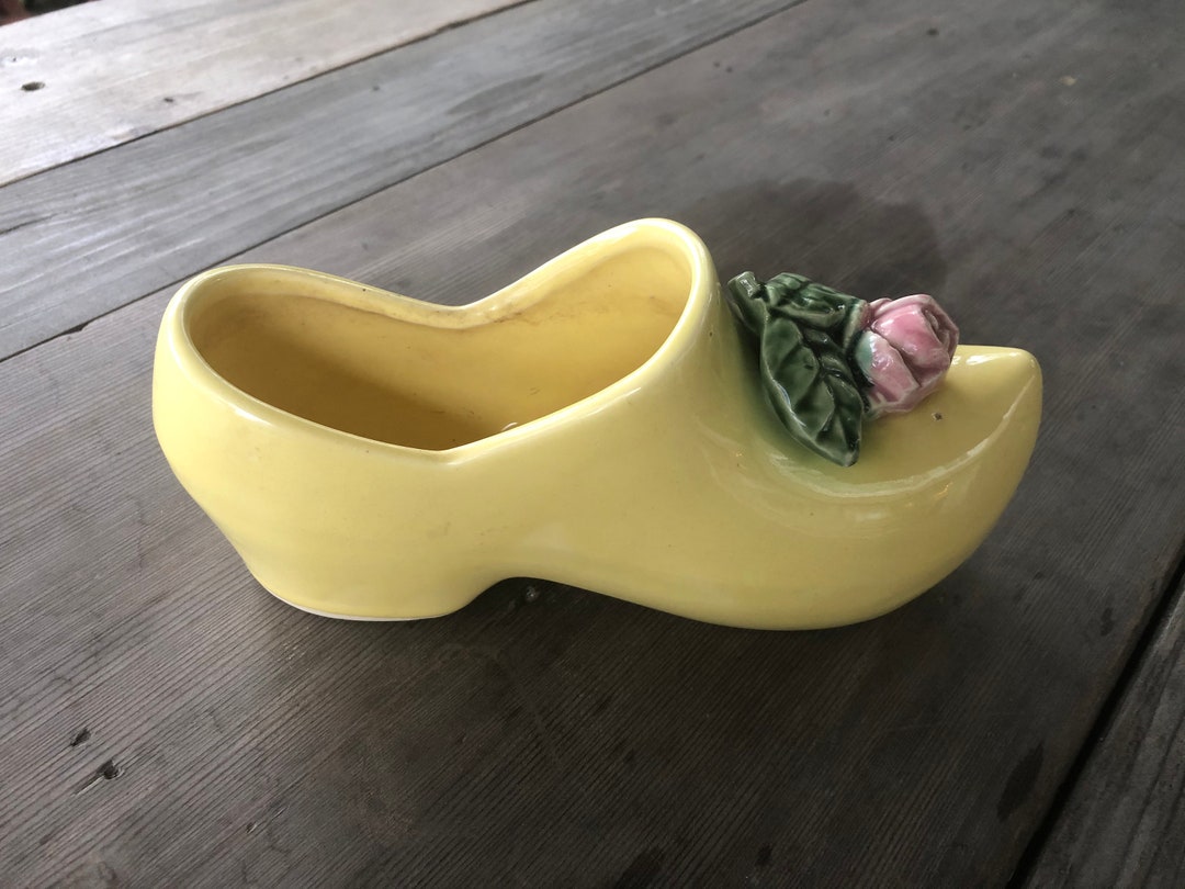 Mccoy Dutch Shoe Planter Yellow Etsy