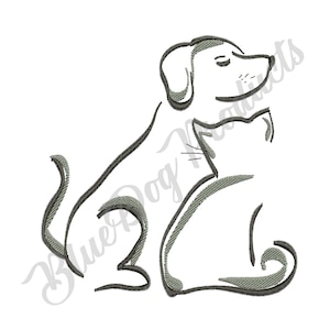 Conception de broderie de machine numérisée Cat & Dog