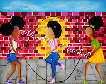 Lemon Lime  | 8 x 10 | Black Art Print - Gift For Girls, Kids Room, Black Girl Magic, Double Dutch, Black Girls Rock, Black Art, Afro