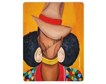 The Queen Of Downtown Magnet 4 x 5.5 | Black Art | Kitchen | Afrocentric | Fedora | Queen | Black Girl Magic | Painting | African Art | Love