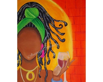 It&#39;s My Friday - Black Art Print 8 x 10 - Gift, Friend, Collector, Home Decor, Black Girl Magic, Black Queen, Crown, Locs, Melanin
