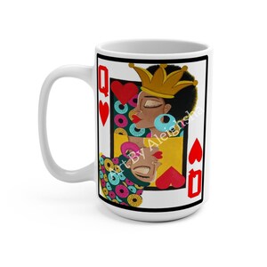 The Original Queen Of Hearts  Mug 15 Oz Black Art | Black Girl Magic | Ethnic | Headwrap | Melanin | SVG | African | Urban | Coffee | Gift