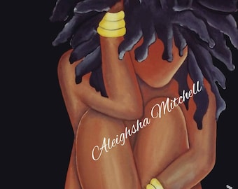 Over Thinking Black Art Print - Gift, Chakra Healing, Collector, Black Art, Home Decor, Black Girl Magic, Black Queen, Headwrap