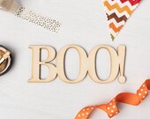 Boo Word Cutout - Halloween Wood Lettering - Fall Decor DIY - Craft Supplies - Wreath Word - Halloween Wall and Door Decor