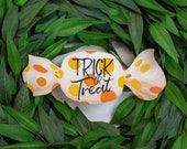 Trick or Treat Printed Wood Word Sign - Fall Craft Supplies - Halloween Wreath Decor - Halloween Candy Wreath Sign - Wreath Supplies