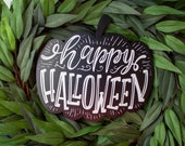 Halloween Sign for Wreath - Halloween Wreath Pumpkin - Craft Supplies - Printed Fall Pumpkin Sign - Farmhouse Halloween