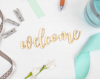 Welcome Unfinished Wood Word Cutouts - Welcome Sign - Wreath & Sign Supplies - Word Art