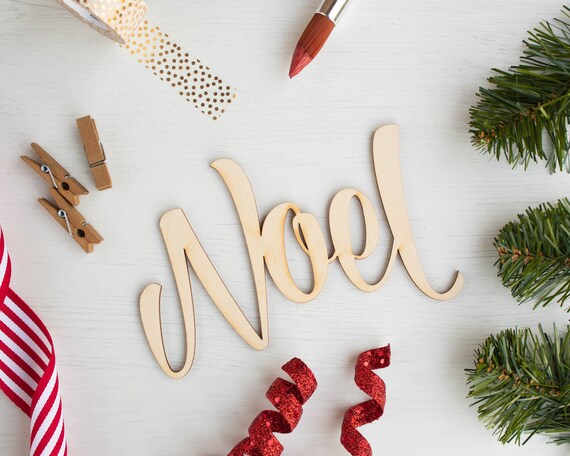 Download Noel Script Word Cutout Christmas Wood Lettering Holiday Etsy Yellowimages Mockups