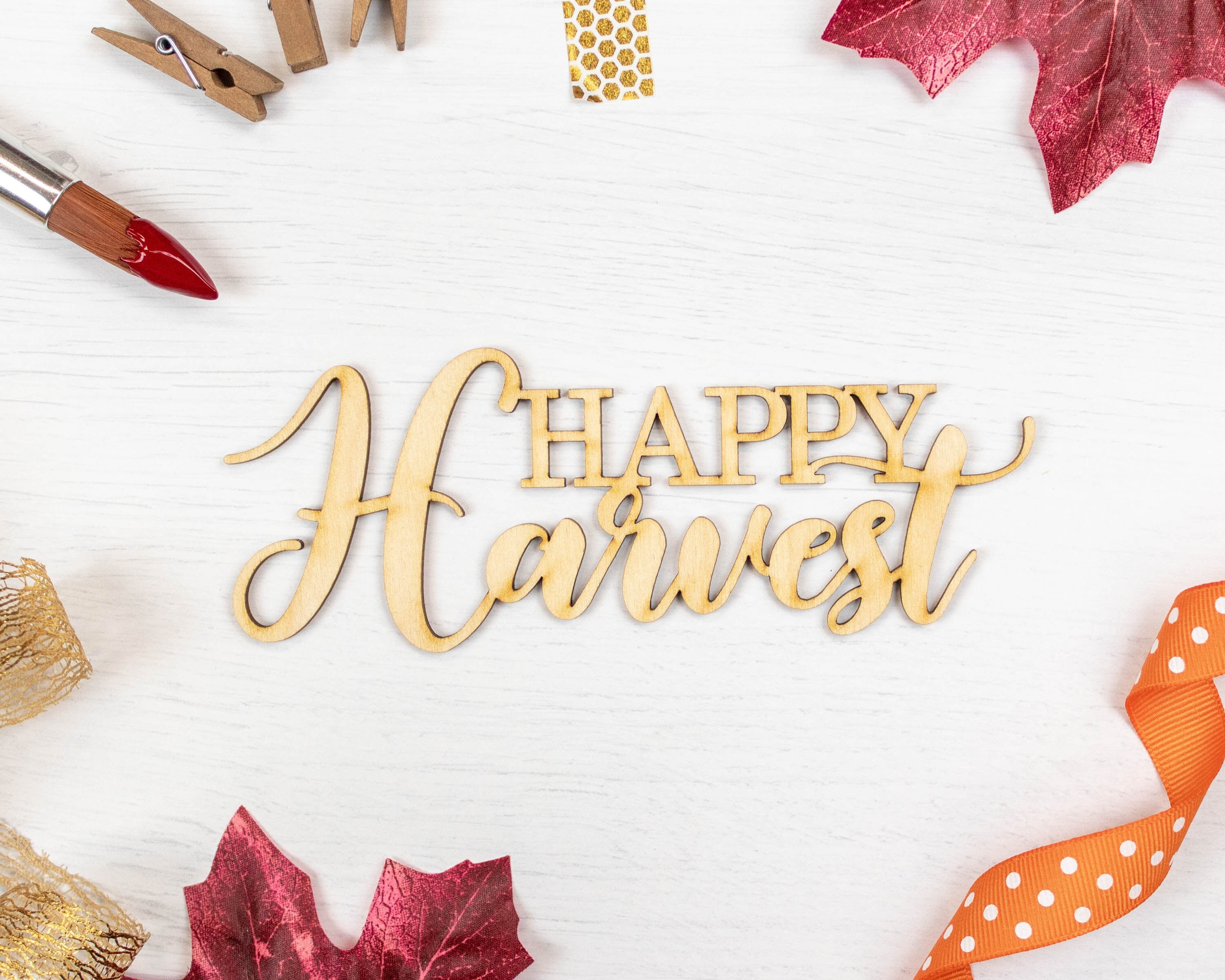 Happy Harvest Word Cutout Unfinished Wood Cutout Fall - Etsy