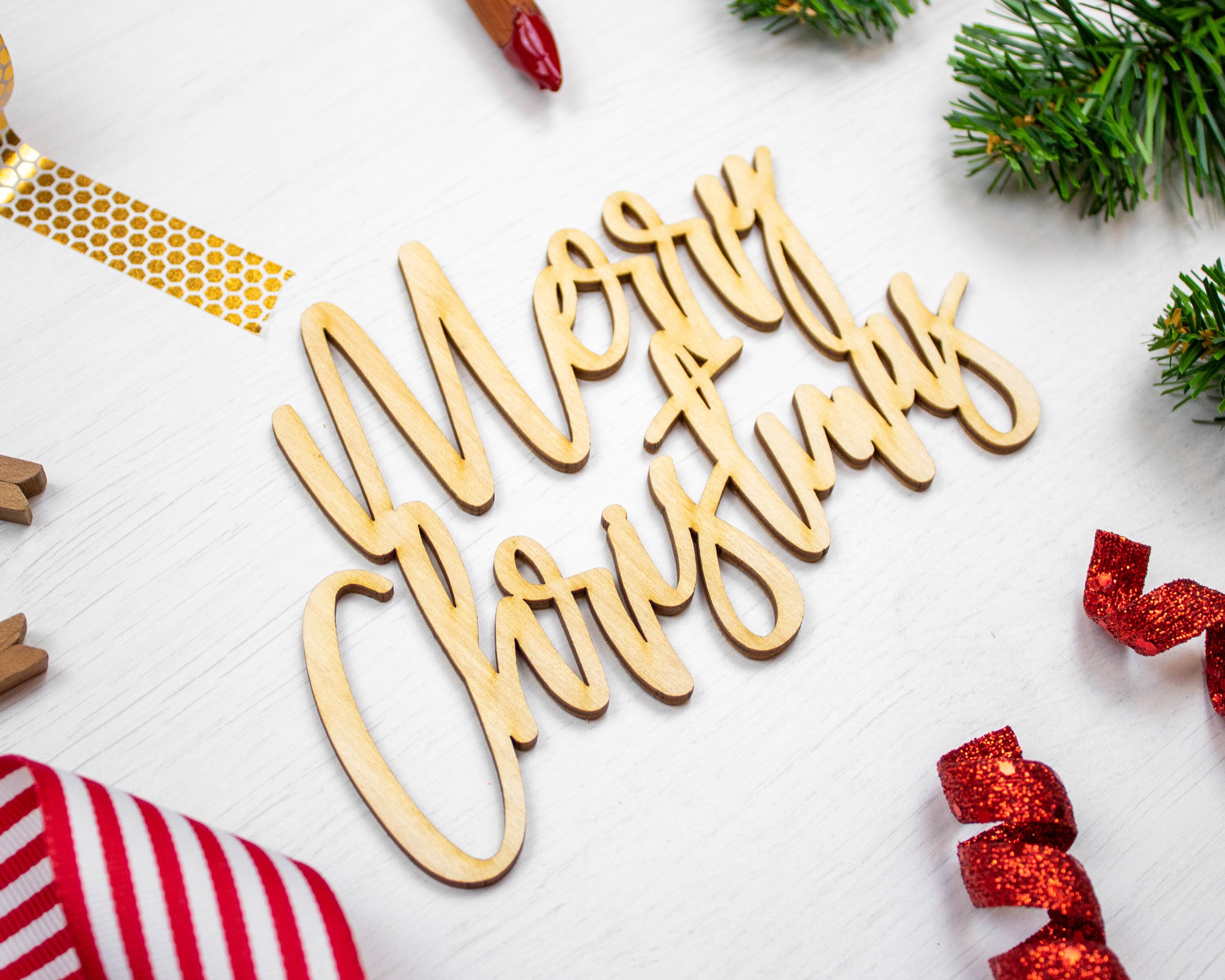 Merry Christmas Script Wood Word Cutout Wood Words for - Etsy Australia