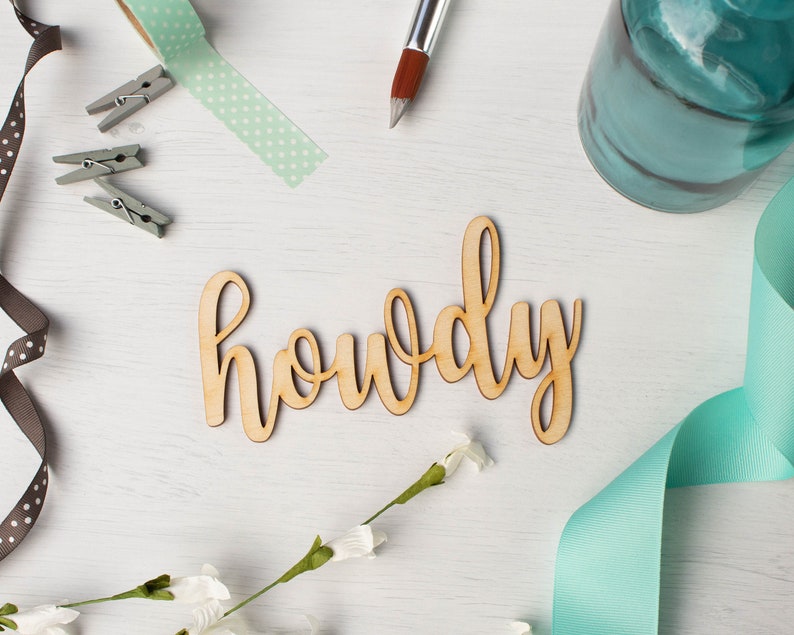 Howdy Script Word Cutout Wood Lettering Wreath Supplies Etsy