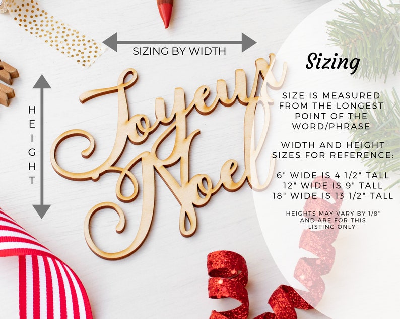 Joyeux Noel Script Wood Word Cutout French Christmas Laser Etsy
