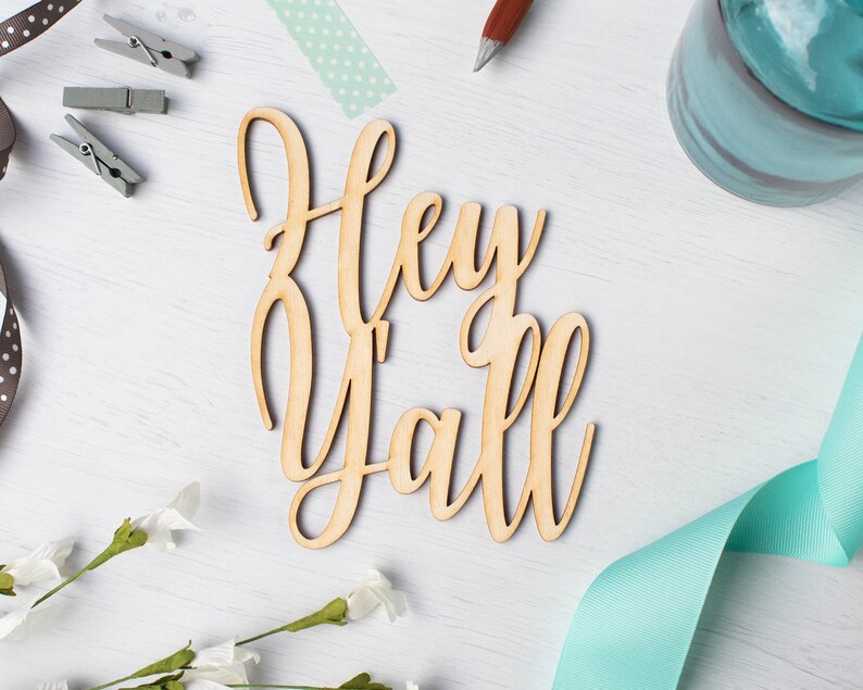 Hey Y'all Script Word Cutout Wood Lettering Wreath | Etsy