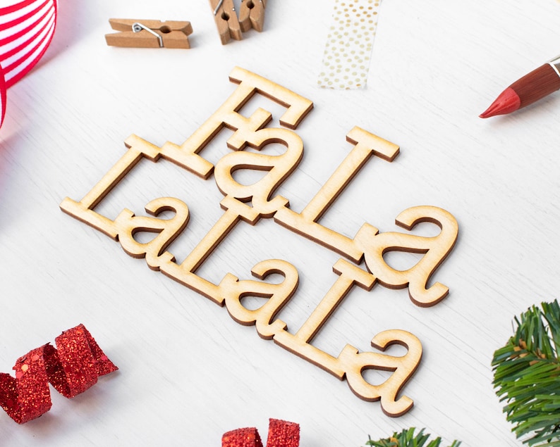 Wreath Supplies Laser Cut Christmas Words Christmas Craft Project Holiday Wall Decor Fa La La La La Wood Word
