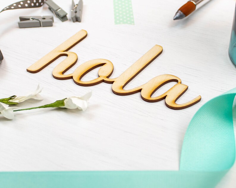 Hola Unfinished Wood Word Cutout Craft Supplies Spanish Etsy