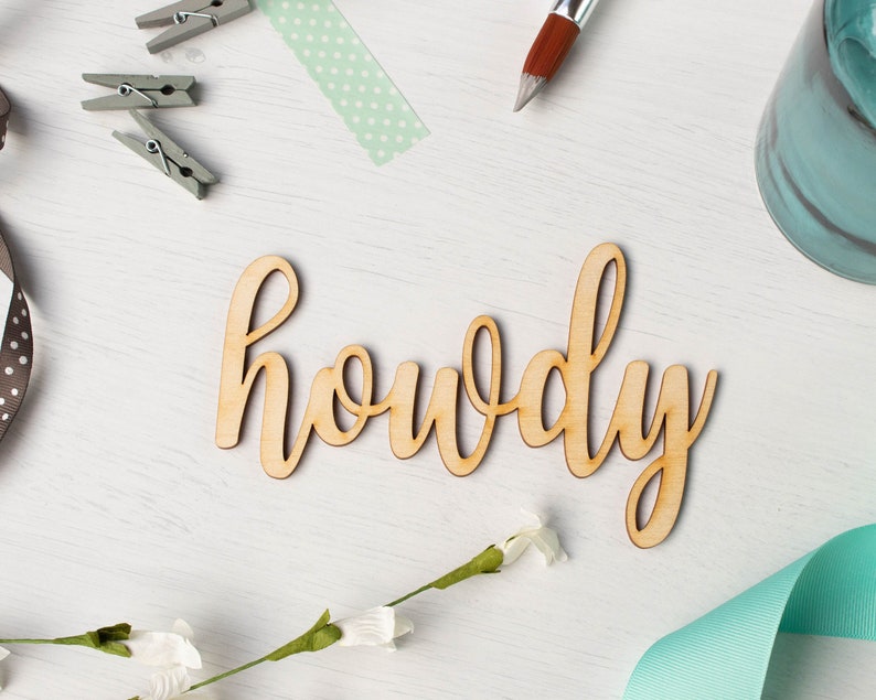 Howdy Script Word Cutout Wood Lettering Wreath Supplies Etsy