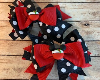Polka Dot Christmas Hair Bow Set, Minnie Mouse Inspired