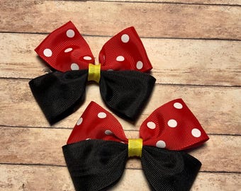 Minnie Mouse kleuren haarelastiekjes zwart, geel en rood haarelastiekjes set