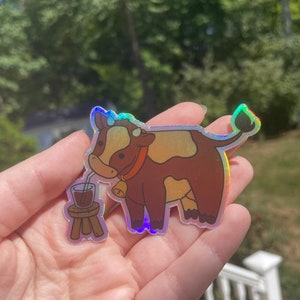 Cute Chocolate Milk Cow Holographic Sticker