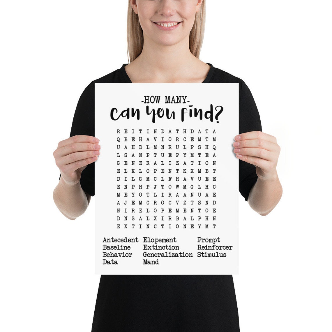 ABA Word Find Poster Behavior Analysis Poster Behavior - Etsy