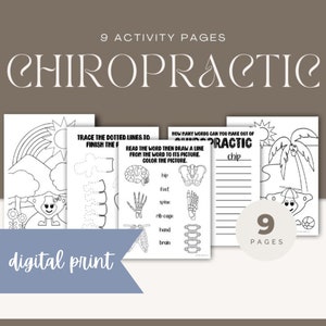 Digital Print! Chiropractic activity pages, chiropractic prints, chiropractic office, chiropractic kids, chiropractic activity sheets