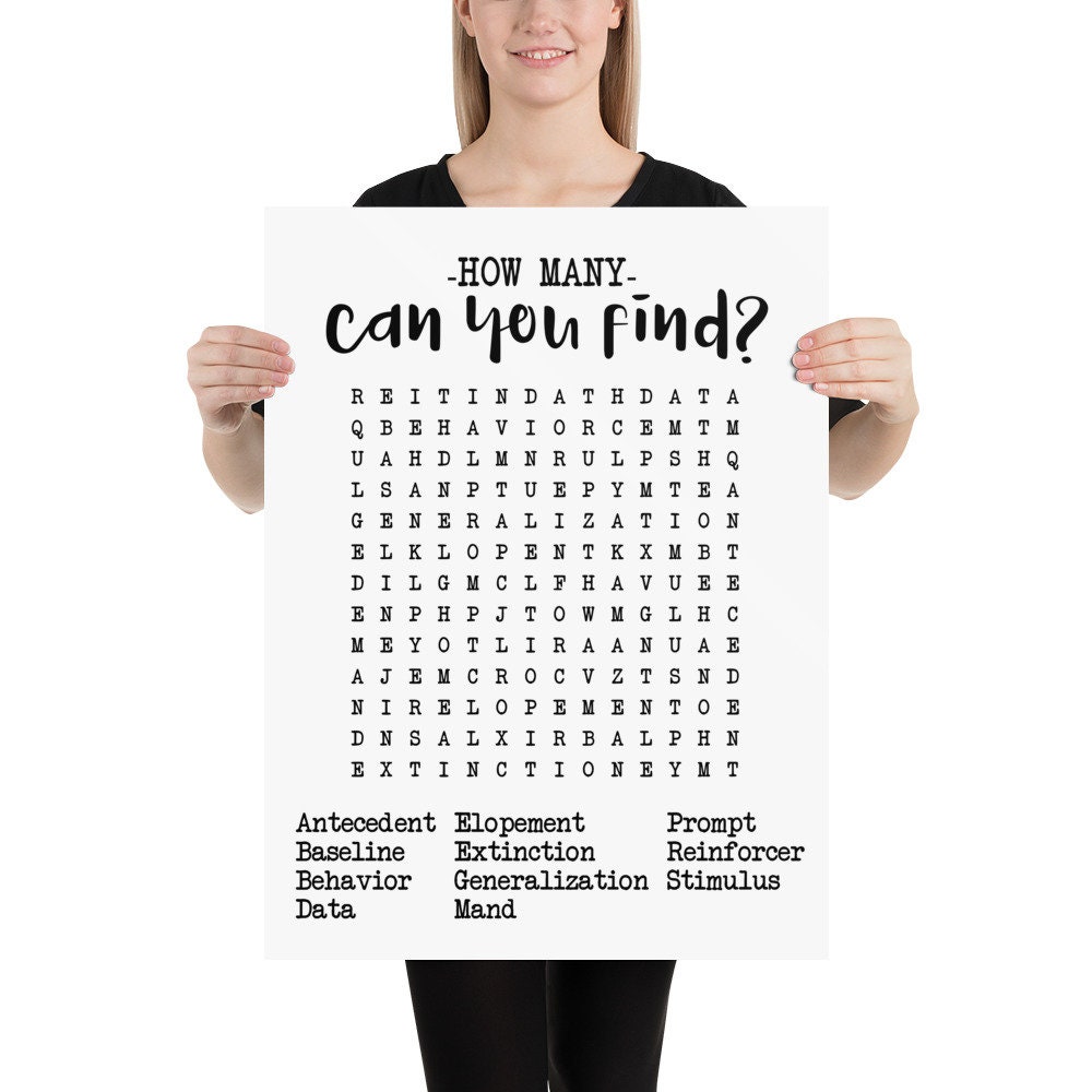 ABA Word Find Poster Behavior Analysis Poster Behavior - Etsy
