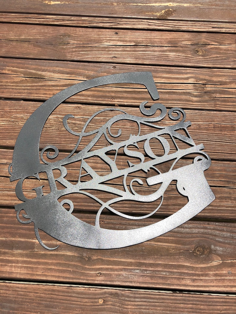 Personalized Family Name Metal Sign Split Monogram Sign Personalized Gift Housewarming Gift Wedding Gift Metal Wall Art image 1