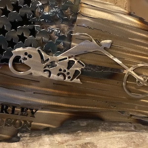 Harley Chopper Badge, Motorcycle Flag, Metal Wall Art, Home Decor, Metal Wall Decor