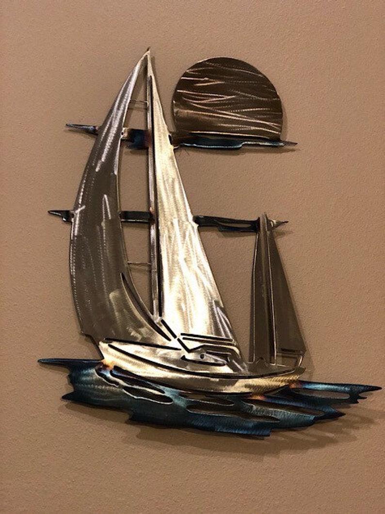 metal art sailboat