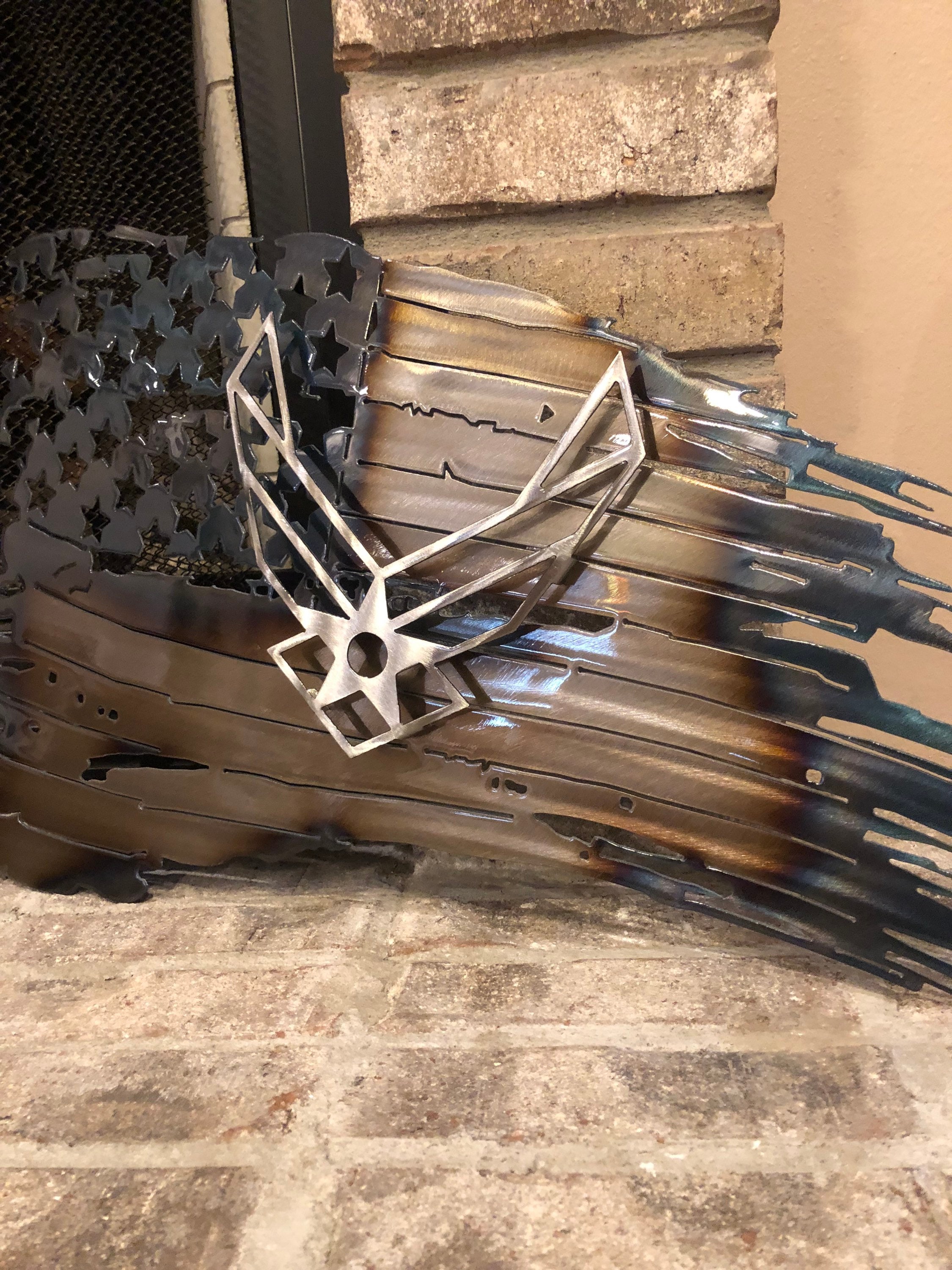 Tattered American Flag, Air Force, Metal Flag, Metal Wall Art, Home Decor, Metal Wall Decor