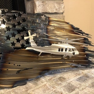 Tattered American Flag, Blackhawk, Steel Metal Wall Art