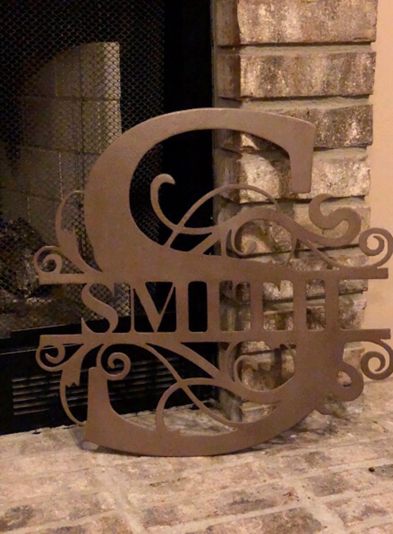 Personalized Family Name Metal Sign Split Monogram Sign Personalized Gift Housewarming Gift Wedding Gift Metal Wall Art image 4