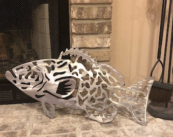 Grouper Metal Art, Metal Wall Art, Wall Art, Home Decor, Metal Wall Decor, Grouper Wall Decor, Metal Decor, Wall Decor, Fish