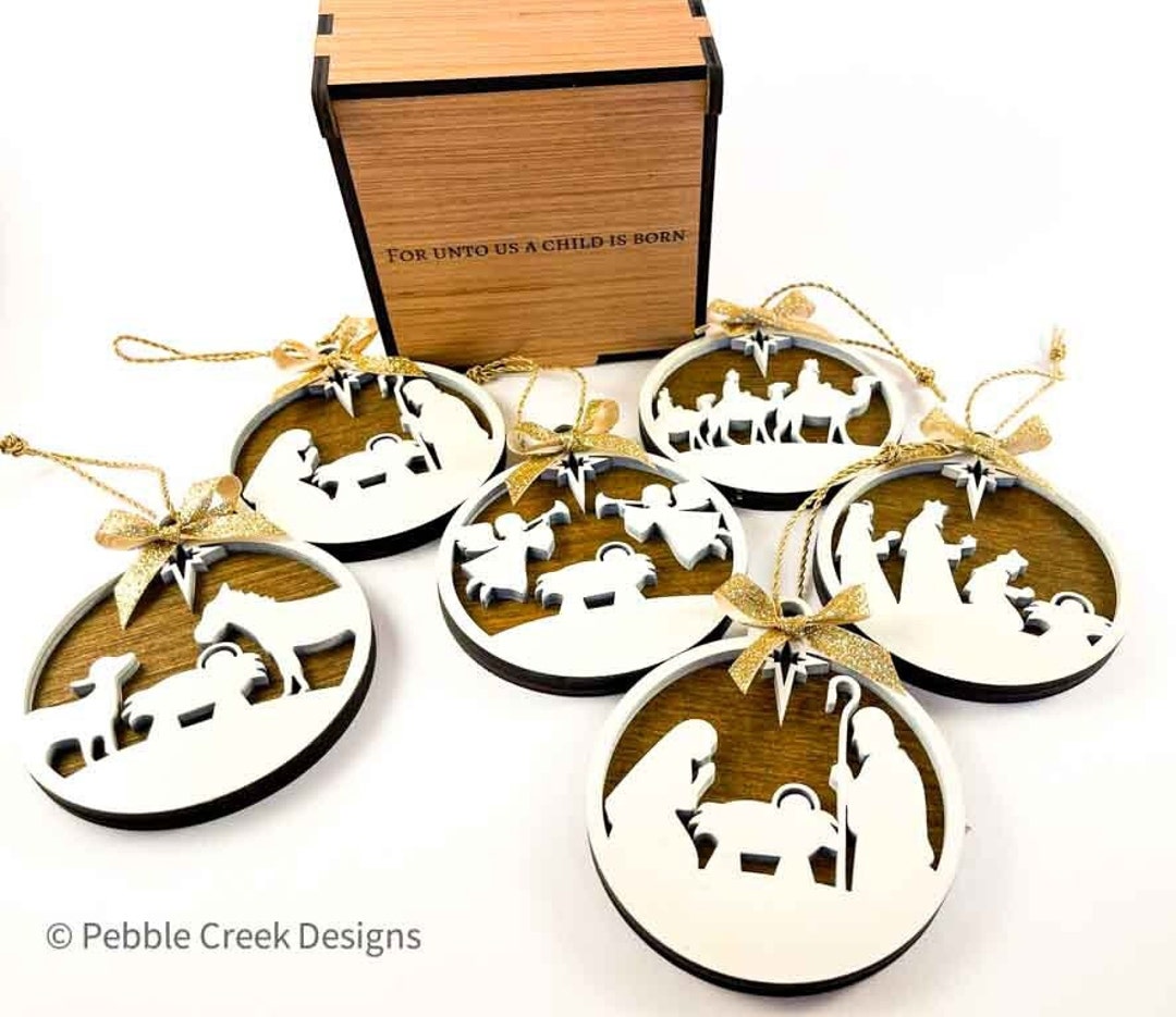 Handcrafted Nativity Scene Ornament Set With Storage Box Etsy