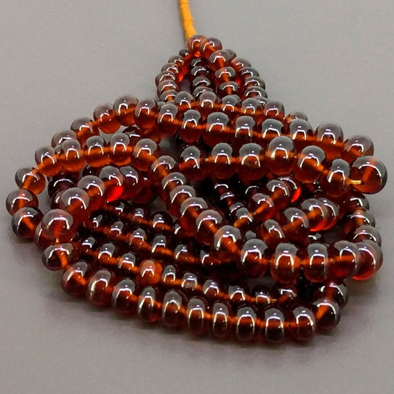 Hessonite Garnet Smooth Rondelle Shape Gemstone Beads Necklace