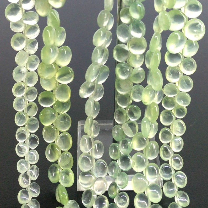 SKU#19182 Full Hank of 5-9mm Prehnite Smooth Heart Natural Gemstone Beads Total 6 Strands of 8 Inches CLOSEOUT SALE
