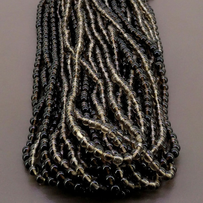 Total 19 Strands of 14 Inches SKU#20215 Full Hank of 7-12.5mm Smoky Quartz Smooth Round Natural Gemstone Beads CLOSEOUT SALE