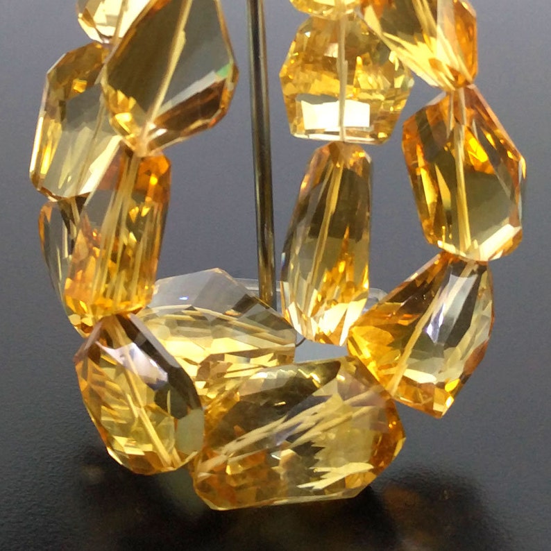 Full Hank of 24-34mm Citrine Step Cut Nuggets Natural Gemstone Beads CLOSEOUT SALE SKU#19677 Total 2 Strands of 10 Inches