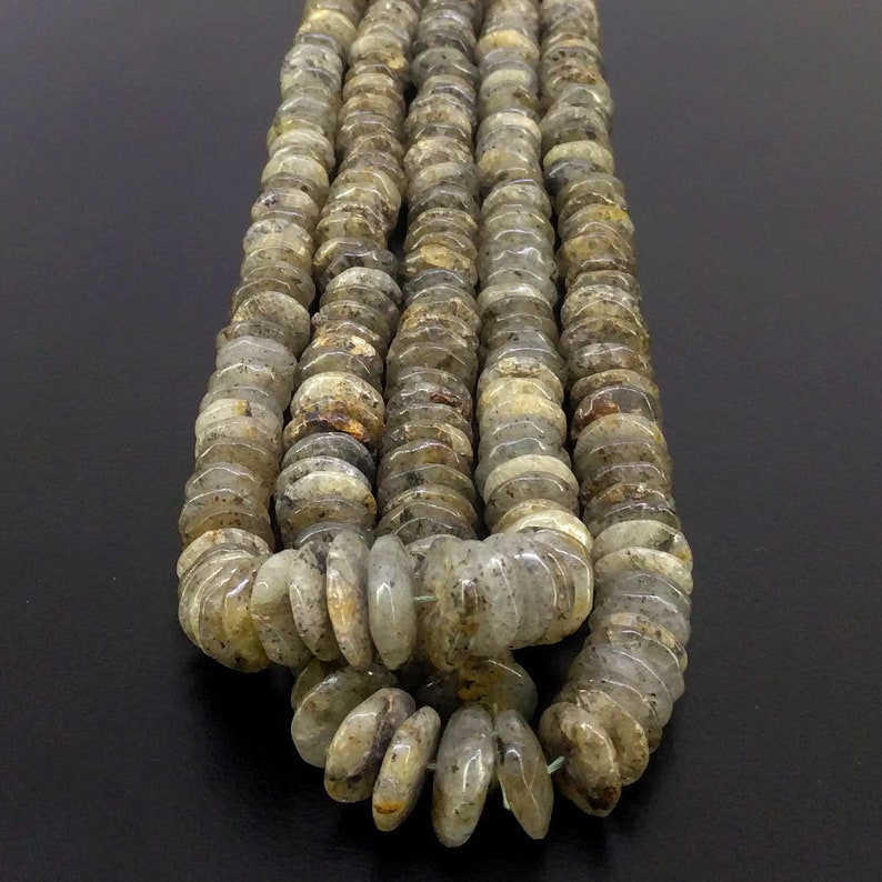 Full Hank of 8.5-14mm Green Quartz Smooth Wheel Natural Gemstone Beads SKU#19595 CLOSEOUT SALE Total 2 Strands of 16 Inches