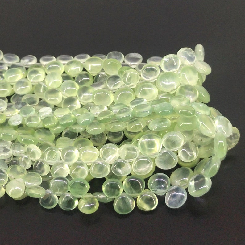 SKU#19182 Full Hank of 5-9mm Prehnite Smooth Heart Natural Gemstone Beads Total 6 Strands of 8 Inches CLOSEOUT SALE